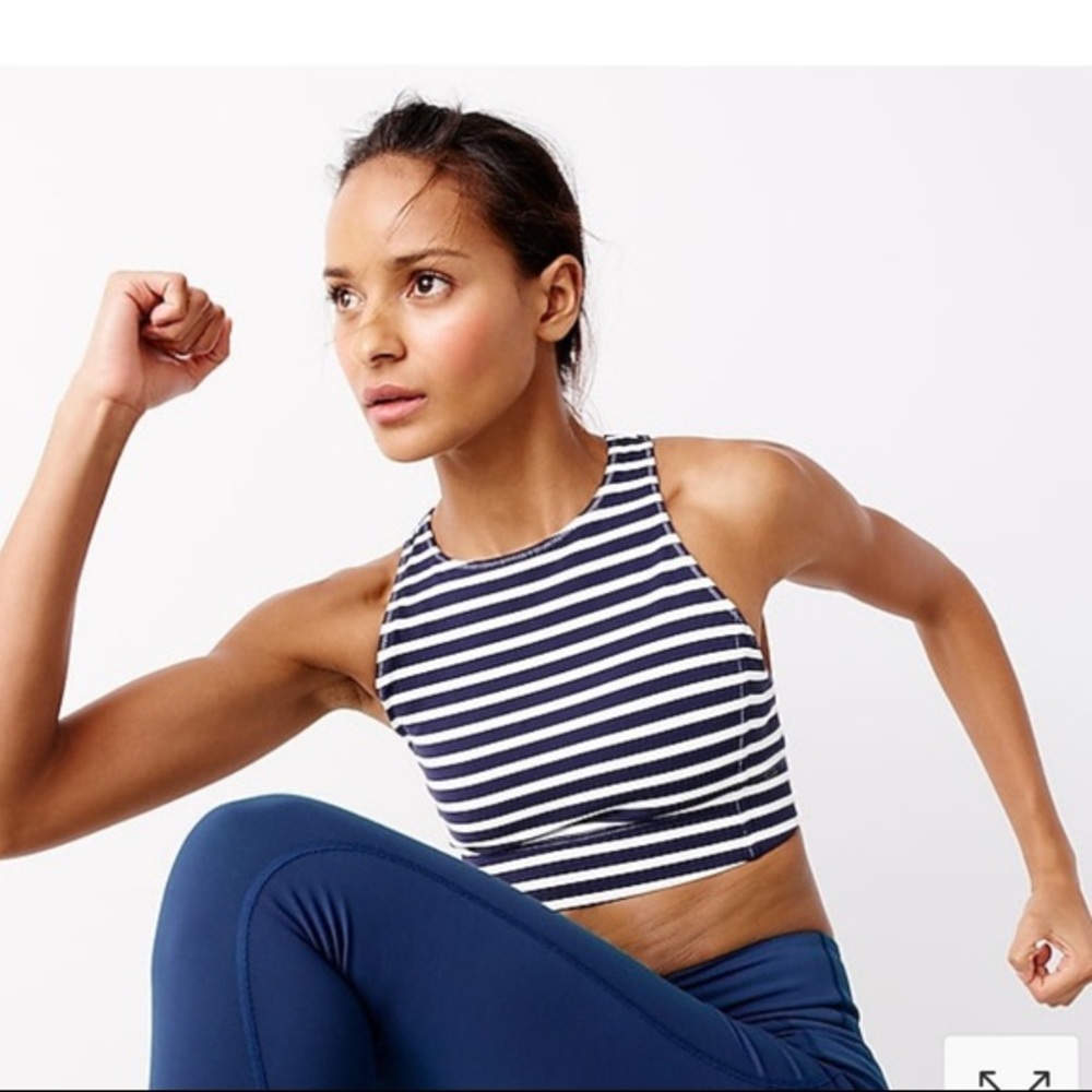 J Crew x New Balance stripe performance crop top